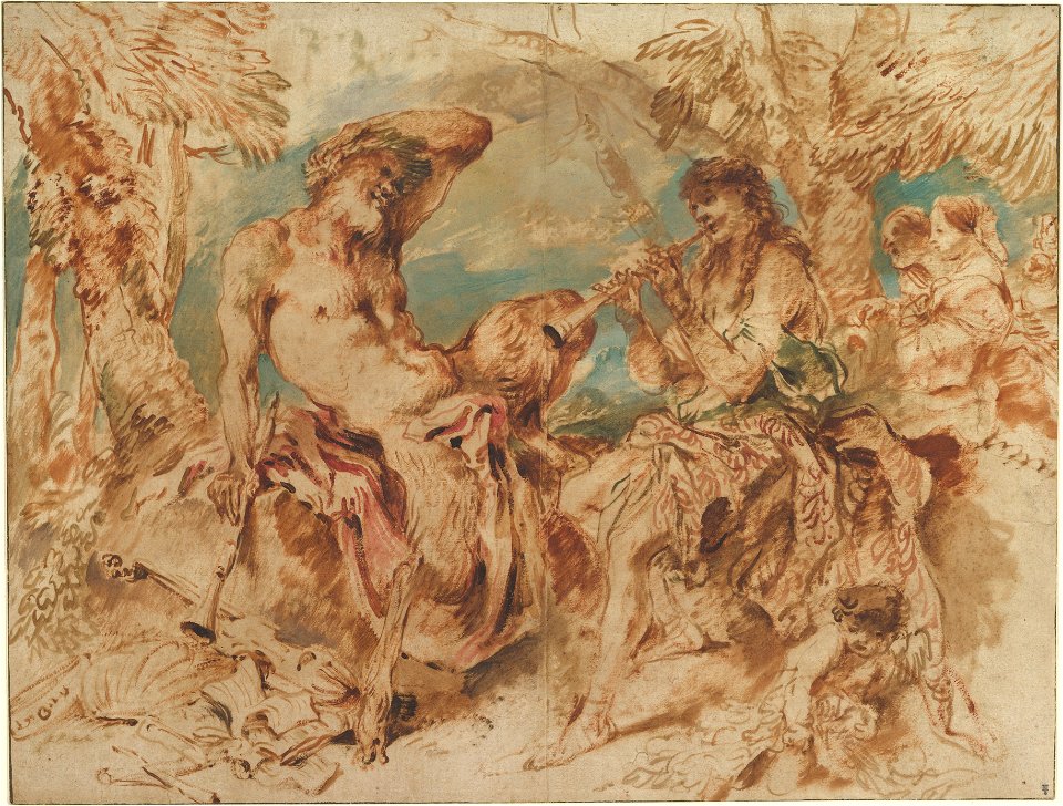 Giovanni Benedetto Castiglione - Gioventù riproduzione di un tubatura per un Satiro
