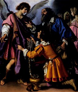 Giovanni Biliverti - The Archangel Raphael Refusing Tobias's Gift - WGA2195. Free illustration for personal and commercial use.