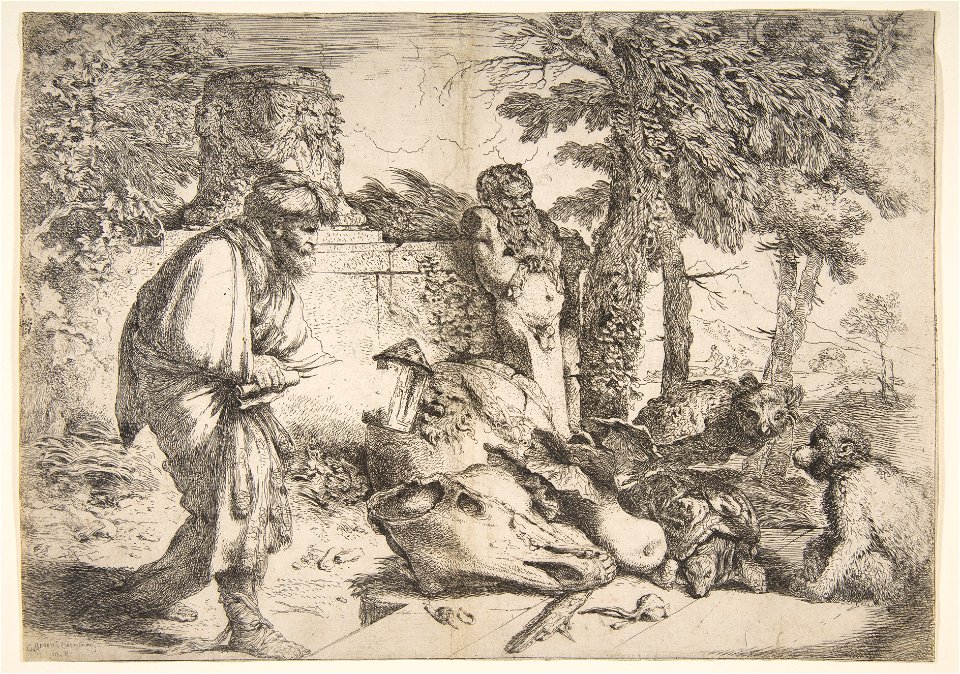 Giovanni Castiglione - The Philosopher Diogenes searching for an honest man