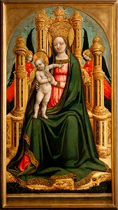 Giovanni d'Alemagna e Antonio Vivarini - The Virgin and Child Enthroned and Two Angels - Google Art Project. Free illustration for personal and commercial use.