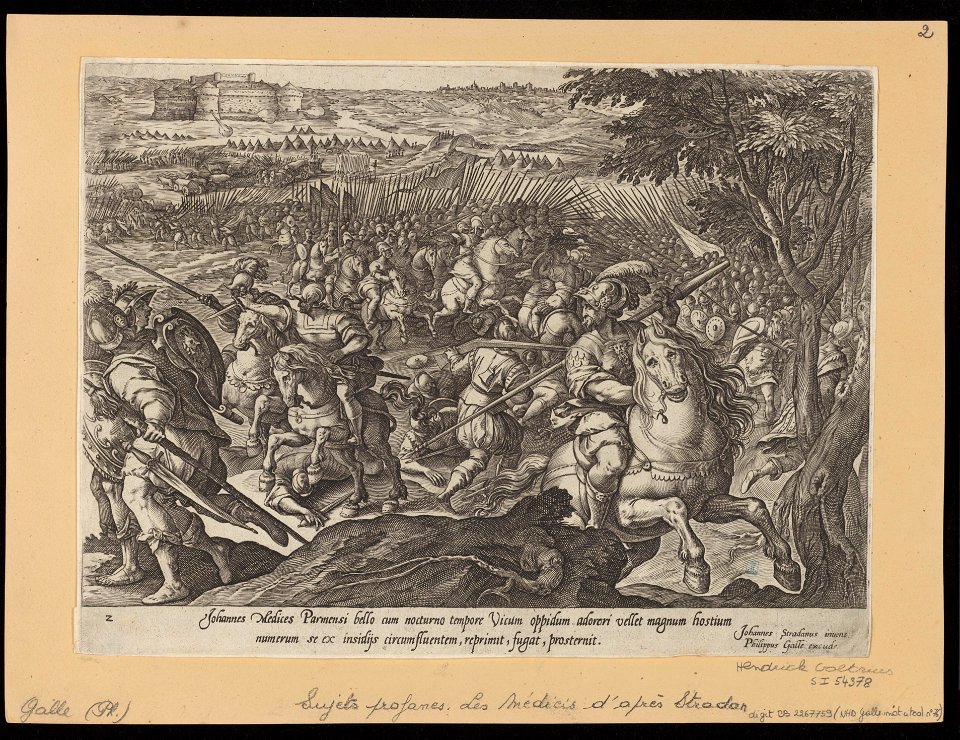 Giovanni De' Medici Defeated 1578 print by Stradanus, S.I 54378, Prints Department, Royal Library of Belgium