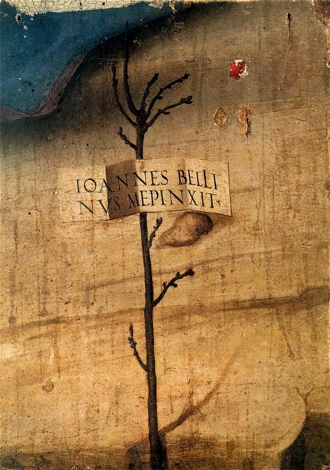 Giovanni Bellini - Small Tree with Inscription (fragment) - WGA1748. Free illustration for personal and commercial use.