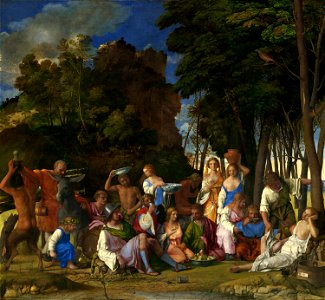 Giovanni Bellini e Tiziano Vecellio - Festino degli dei. Free illustration for personal and commercial use.