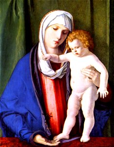 Giovanni Bellini - Madonna col bambino, 1480. Free illustration for personal and commercial use.