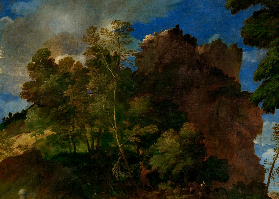 Giovanni Bellini and Titian - The Feast of the Gods - Detail- landscape to left