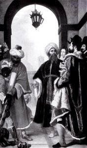 Giovanni bilivert, gli ambasciatori ottomani invitano michelangelo a costantinopoli. Free illustration for personal and commercial use.
