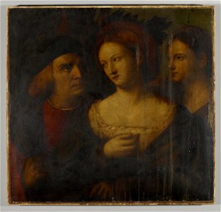 Giovanni Cariani - Venetian Nobleman and Two Women - 1871.96 - Yale University Art Gallery
