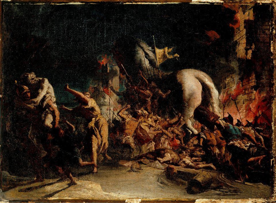 Giovanni Domenico Tiepolo (1727−1804)- The Greeks Entering Troy - Kreikkalaiset tunkeutuvat Troijaan - Grekerna invaderar Troja (28845419103)