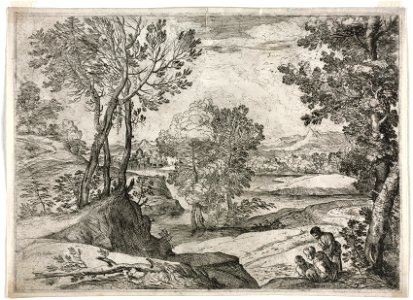 Giovanni Francesco Grimaldi (Italian, 1606-1680) - Landscape with a Family - 1980.21 - Cleveland Museum of Art