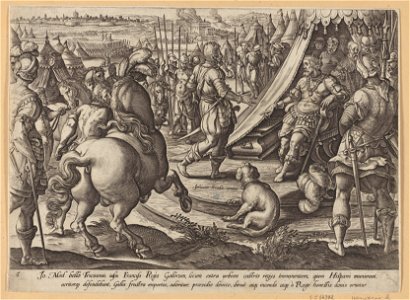 Giovanni De' Medici before Francis I 1578 print by Stradanus, S.I 54382, Prints Department, Royal Library of Belgium