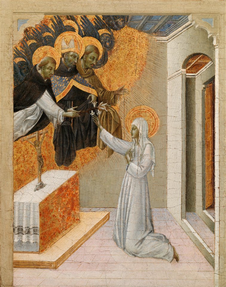 Giovanni di Paolo - Predella Panel from an Altarpiece, St. Catherine of Siena Invested with the Dominican Habit - 1966.2 - Cleveland Museum of Art
