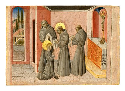 Giovanni di paolo the investiture of saint clare the saint receiving. Free illustration for personal and commercial use.
