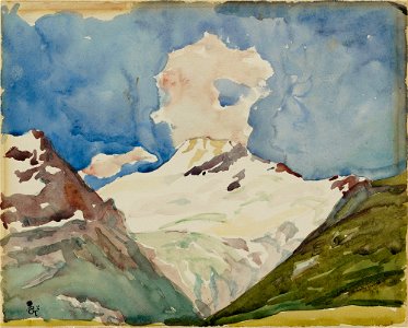 Giovanni Giacometti Schneebedeckter Piz Badile im Bergell