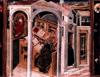 Giovanni di paolo, St Jerome Appearing to St Augustine. Free illustration for personal and commercial use.
