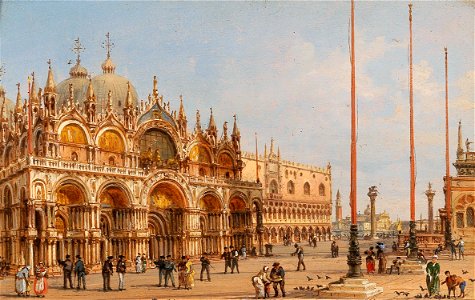 Giovanni Grubacs - A view of St Mark’s Basilica and a view of St Mark’s Square