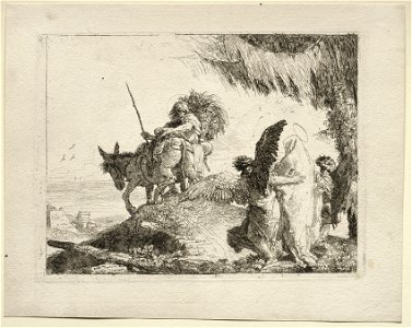 Giovanni Domenico Tiepolo (Italian, 1727-1804) - The Flight into Egypt, The Flight with the Madonna at Right Supported by Angels - 1987.202 - Cleveland Museum of Art