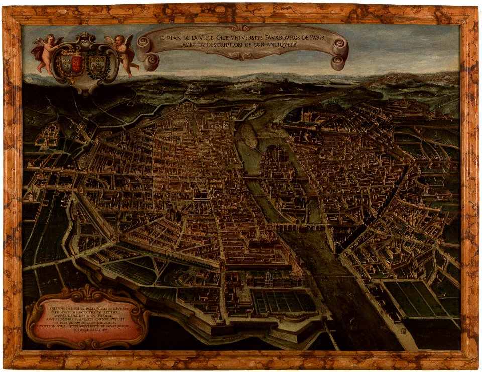 Giovanni Maria Tamburini, Le plan de la ville, cité, université fauxbourg de Paris, 1632-1641 - Paris Musées (with frame)