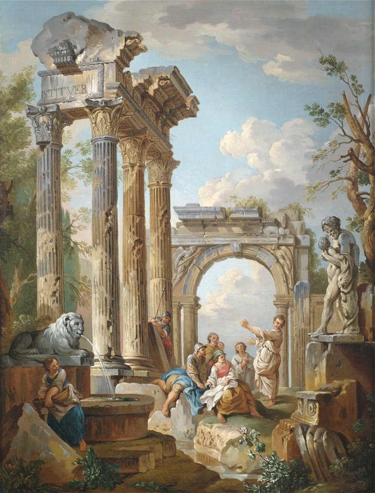 Giovanni Paolo Panini (circle) Predigt eines Apostels in römischen Ruinen