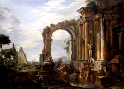 Giovanni Paolo Pannini - Capriccio of Classical Ruins - WGA16965. Free illustration for personal and commercial use.