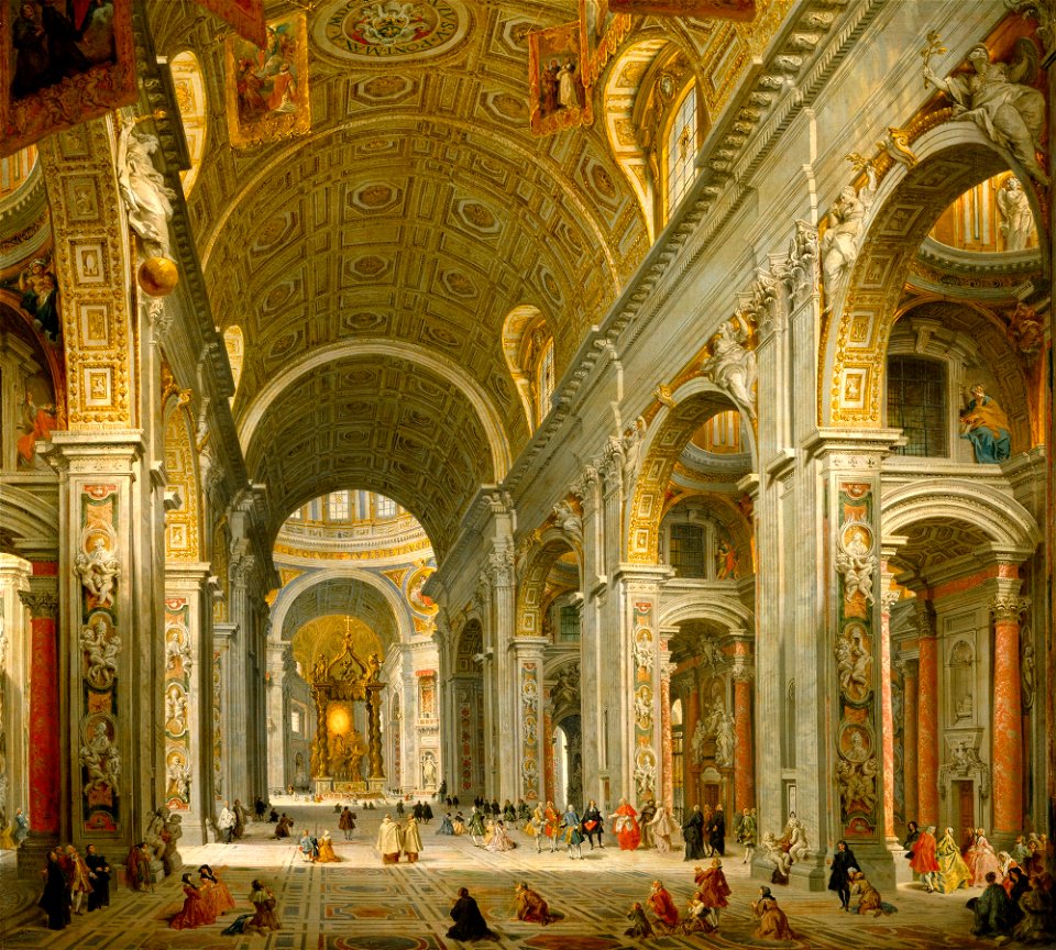 Giovanni Paolo Panini - Interior of St. Peter's, Rome - 56.43 - Detroit Institute of Arts