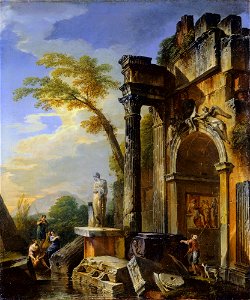Giovanni Paolo Panini - Ruins of a Triumphal Arch in the Roman Campagna - 89.20 - Detroit Institute of Arts