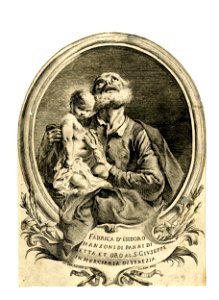 Giovanni Rivi - Trade card of Isidoro Manzoni, with an oval of St Joseph with the infant Christ, 1951,0714.263