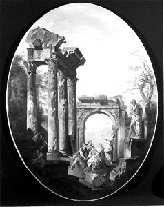Giovanni Paolo Pannini - Capriccio of Roman Ruins with a Statue of Silenus and Dionysus - 48.583 - Museum of Fine Arts