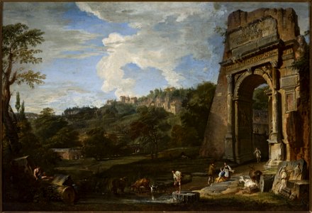 Giovanni Paolo Pannini - Landscape with the Arch of Titus - M.Ob.41 - National Museum in Warsaw. Free illustration for personal and commercial use.