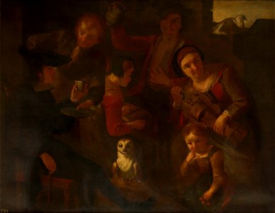 Giovanni Francesco Cipper (b. c. 1670 active 1705-36) - Peasants with a Barn Owl - RCIN 402530 - Royal Collection