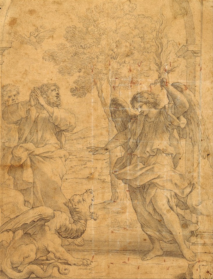 Giovanni Francesco Romanelli - Archangel Uriel and the Dragon - Google Art Project