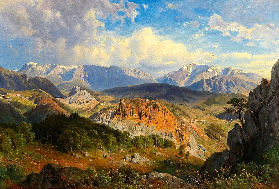Giovanni Varrone - View of the Rax and Schneeberg mountains