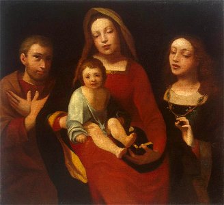 Giovanni Francesco Caroto - Madonna and Child with Sts Francis and Catherine - WGA4282. Free illustration for personal and commercial use.