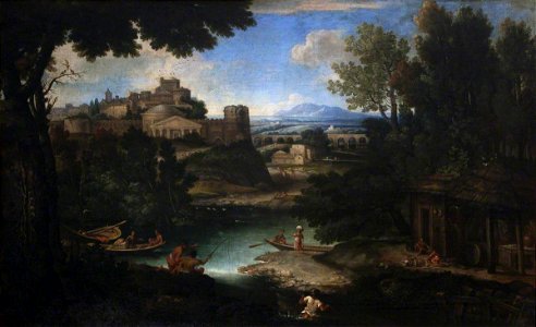 Giovanni Francesco Grimaldi (1606-1680) - River Scene with Classical Buildings and Figures - 108849 - National Trust