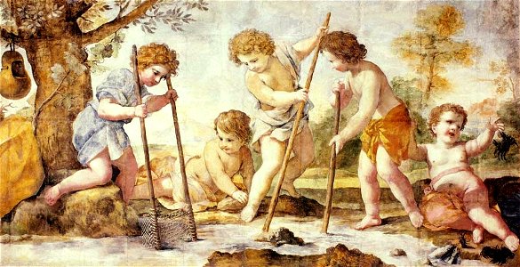 Giovanni Francesco Romanelli - Meninos Pescando