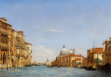 Giovanni Grubacs - Venice, a view of the Grand Canal with Santa Maria della Salute. Free illustration for personal and commercial use.