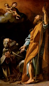Giovanni Lanfranco, , Kunsthistorisches Museum Wien, Gemäldegalerie - Maria erscheint den Hll. Jakobus und Antonius Abbas - GG 223 - Kunsthistorisches Museum