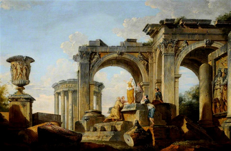Giovanni Paolo Panini (1691-1765) (style of) - Capriccio of Classical Ruins with Figures - 959409 - National Trust