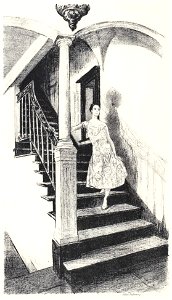 Ethel Gabain - The Black and White Stair - 9320. Free illustration for personal and commercial use.