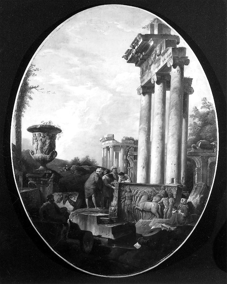 Giovanni Paolo Pannini - Capriccio of Roman Ruins with a Bas-Relief of a Charioteer - 48.584 - Museum of Fine Arts