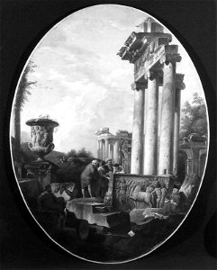 Giovanni Paolo Pannini - Capriccio of Roman Ruins with a Bas-Relief of a Charioteer - 48.584 - Museum of Fine Arts