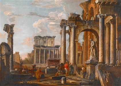 Giovanni Paolo Panini - Ruins with the Temple of Antoninus and Faustina - 47.185 - Indianapolis Museum of Art