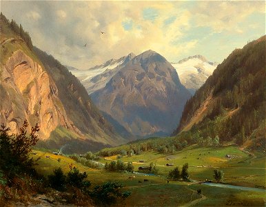 Giovanni Varrone - Das Kötschachthal mit dem Böcksteinkogel mit der Himmelswand bei Wild, Bad Gastein