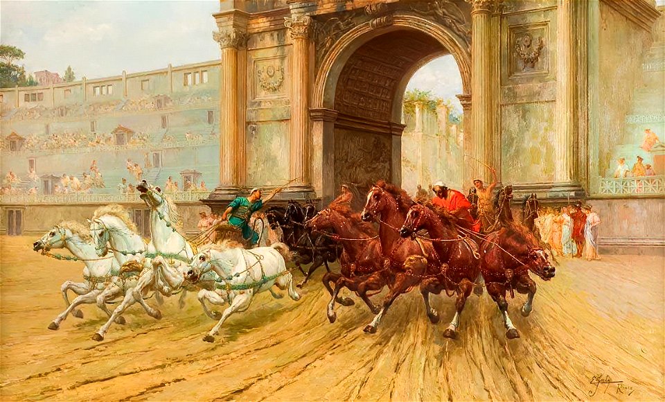Ettore Forti Racing Chariots Entering The Circus Maximus