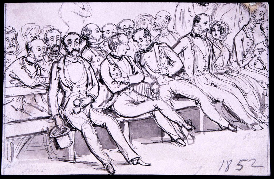 Ett besök på Kungliga Theatern. Fritz von Dardel, 1852 - Nordiska Museet - NMA.0037328