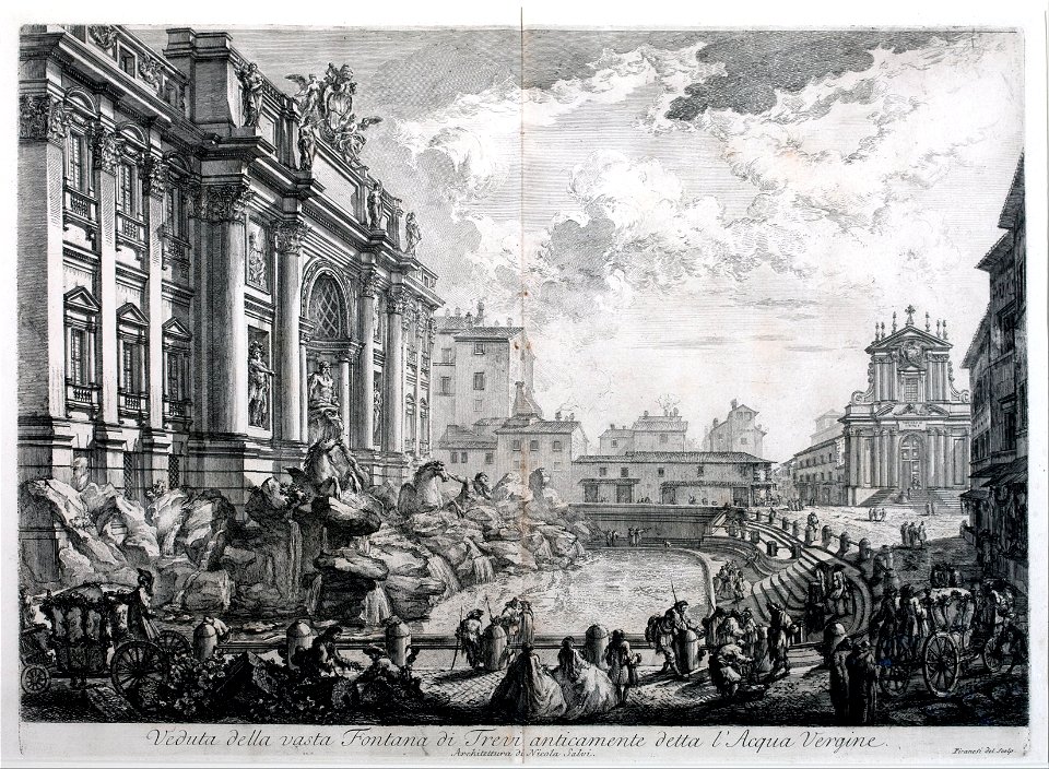 Giovanni-Battista Piranesi - Side View of the Trevi Fountain, formerly the Acqua Vergine from Vedute di Roma (Views of Rome) - Google Art Project