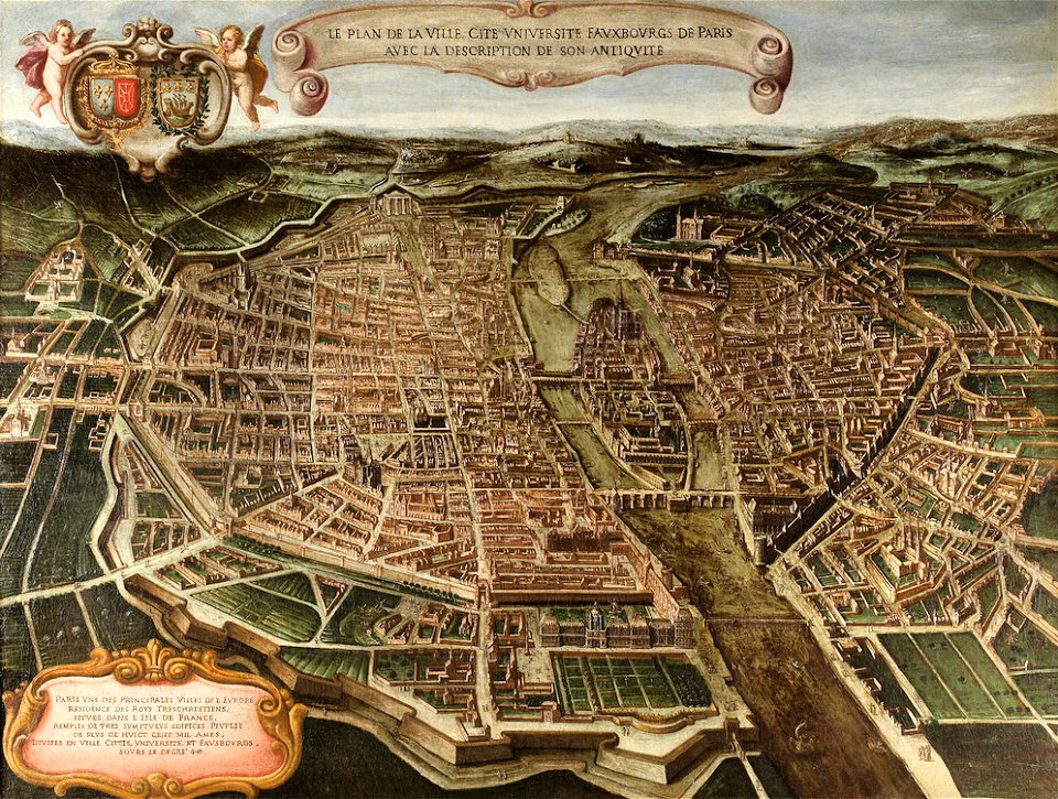 Giovanni-Maria Tamburini, Plan de Paris, huile sur toile, daté de 1632-1641