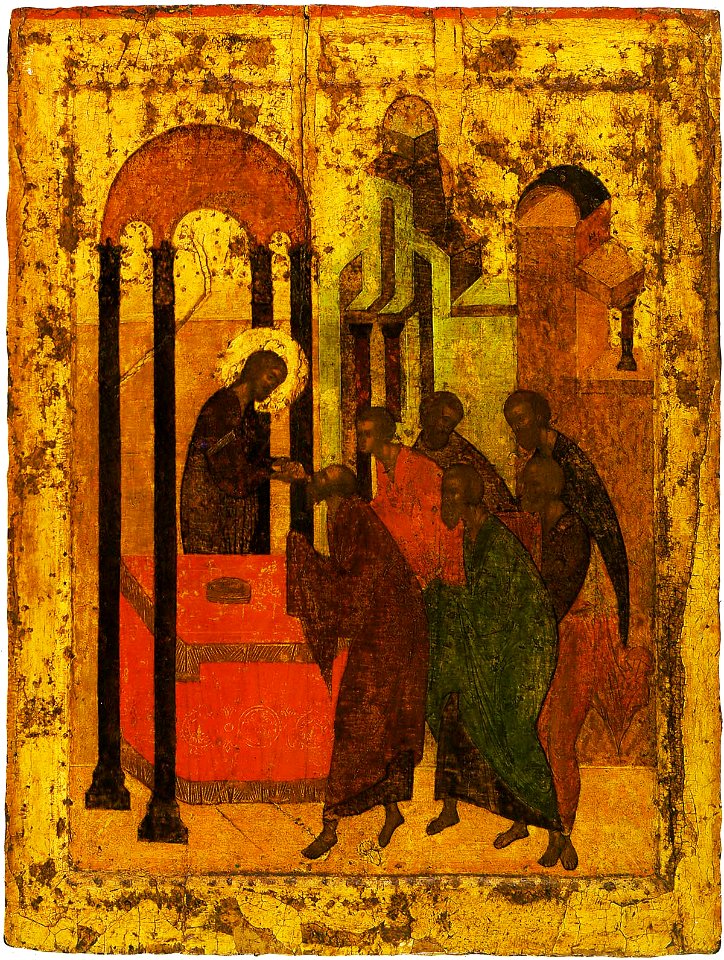 Eucharisty with wine (1420s, Sergiev Posad)