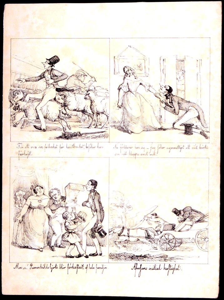 Ett frieri. Pauverstråhles hjerta blir förkastadt af hela familjen. Fritz von Dardel - Nordiska Museet - NMA.0043685