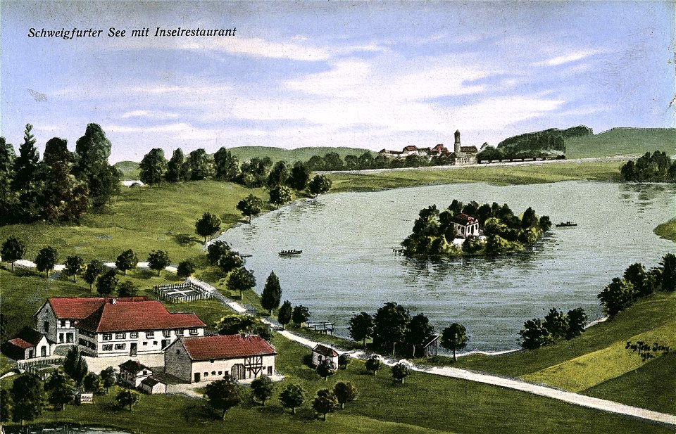 Eugen Felle Schweigfurter See mit Inselrestaurant