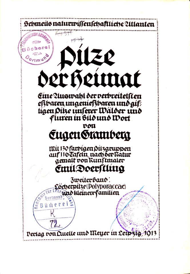 Eugen Gramberg Pilze der Heimat 1913 Titel